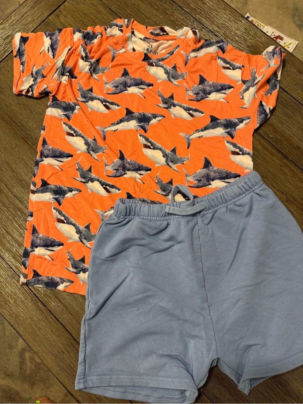 Bums & Roses Shark Print Matching Set Boys Size 9/10